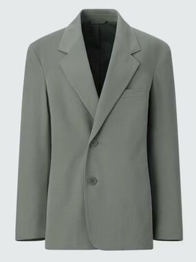 Lemaire UniqloU Cotton Nylon Tailored Minimalist Blazer Grey Small Unisex NWT